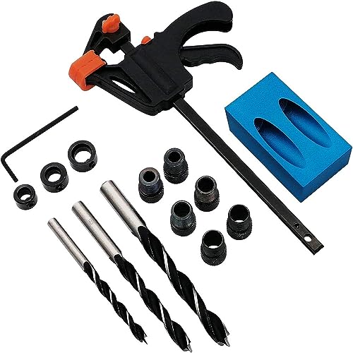 Shallho 15 Pcs Pocket Hole Jig Kit 15 Grad Holzarbeiten Führungen Gelenkwinkel Werkzeug Tischlerei Locator Mit Loch Befestigung 6/8/10mm Bohrer Dowel Schraube Bohrer Jig Tischlerei Kit Tischler Shallho 15 Pcs Pocket Hole Jig Kit 15 Grad Holzarbeiten Führungen Gelenkwinkel Werkzeug Tischlerei Locator Mit Loch Befestigung 6/8/10mm Bohrer Dowel Schraube Bohrer Jig Tischlerei Kit Tischler von Shallho