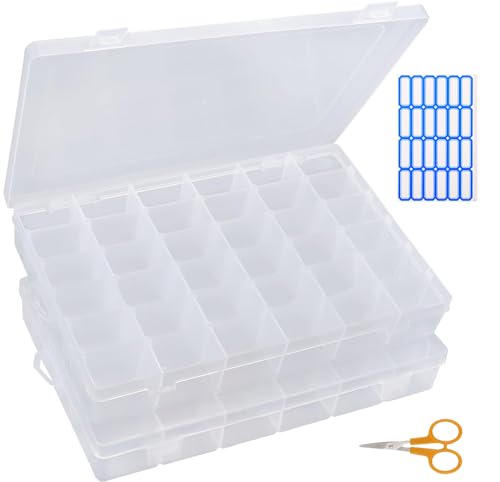 Shalwinn 2 Stück Fächer Aufbewahrungsbox mit 36 Fächer, Plastik Aufbewahrungsbox Einstellbar Sortimentskasten Klar Sortierboxen mit Etikett und Schere für Schmuckperlen andere Mini Waren Shalwinn 2 Stück Fächer Aufbewahrungsbox mit 36 Fächer, Plastik Aufbewahrungsbox Einstellbar Sortimentskasten Klar Sortierboxen mit Etikett und Schere für Schmuckperlen andere Mini Waren von Shalwinn