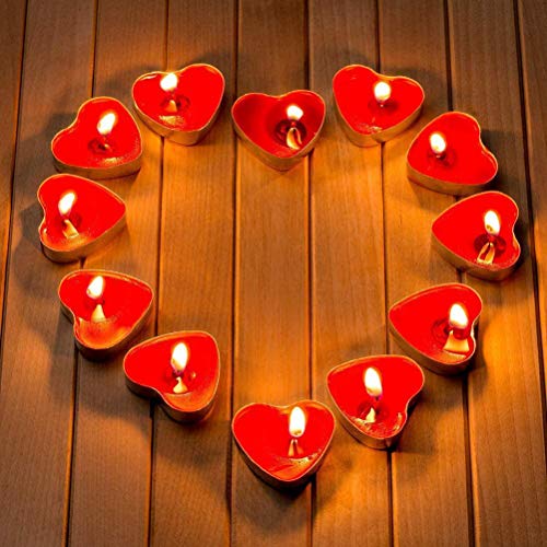 Teelichter Herzform Romantische Kerzen 50 Stück Rauchfreie Herz Kerzen für Geburtstag, Vorschlag, Hochzeit, Party, Valentinstag (Rot) von Shalwinn