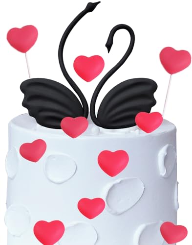 12Stk Swan Cake Decorative Accessories Cake Toppers Dekoration Set,Liebe Kuchen Dekoration, Verwendet für Valentinstag, Hochzeiten, Geburtstage, Jubiläen(Schwarzer Schwan) von Shamoparty
