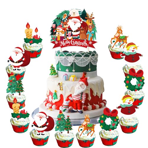 13pcs Weihnachten Kuchen Topper für Dekoration, Frohe Cupcake Toppers, Tortendeko Zahnstocher Flaggen für Backdeko Tisch Deko 13pcs Weihnachten Kuchen Topper für Dekoration, Frohe Cupcake Toppers, Tortendeko Zahnstocher Flaggen für Backdeko Tisch Deko von Shamoparty