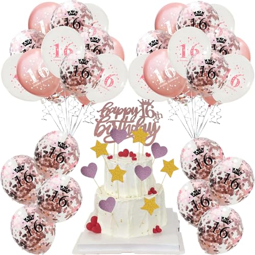 16. Geburtstag Kuchen Topper, Roségold Happy Birthday Torte Dekoration,Goldenes Pentagramm und rosegoldenes Herz Tortendekoration,16 JahreAlles Gute zum Geburtstag Luftballon 16. Geburtstag Kuchen Topper, Roségold Happy Birthday Torte Dekoration,Goldenes Pentagramm und rosegoldenes Herz Tortendekoration,16 JahreAlles Gute zum Geburtstag Luftballon von Shamoparty