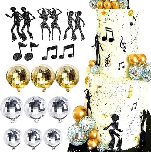 19 Stück Disco Tortenaufleger Tänzerin Tortenaufleger Disco Ball Tortenaufleger Disco Ball Geburtstagstortenaufleger Tänzerin Tortenaufleger Musik Tortenaufleger von Shamoparty