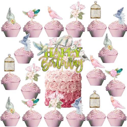 19Stk Birdie Geburtstag Kuchen Toppers, Blume Kuchen Toppers, Papagei Vogel Muster Kuchen Toppers, Wildflower Cupcake Toppers, Baby Dusche Thema Partei Garten Party Dekoration Zubehör 19Stk Birdie Geburtstag Kuchen Toppers, Blume Kuchen Toppers, Papagei Vogel Muster Kuchen Toppers, Wildflower Cupcake Toppers, Baby Dusche Thema Partei Garten Party Dekoration Zubehör von Shamoparty