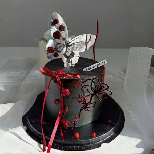 19Stk Schmetterling Kuchen Topper, Schwarz Schmetterling Party Dekoration, Rote Rose Geburtstag Kuchen Topper, Schmetterling Spiegel Kuchen Topper, Hochzeit Urlaub Kuchen Topper 19Stk Schmetterling Kuchen Topper, Schwarz Schmetterling Party Dekoration, Rote Rose Geburtstag Kuchen Topper, Schmetterling Spiegel Kuchen Topper, Hochzeit Urlaub Kuchen Topper von Shamoparty
