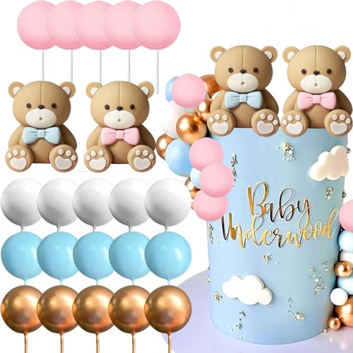 22 Stück blau und rosa Bär Kuchen Toppers, Kindergeburtstag Kuchen Toppers für Baby Shower Kindergeburtstag Party Geburtstag Zubehör Geburtstag Dekoration Kugeln 22 Stück blau und rosa Bär Kuchen Toppers, Kindergeburtstag Kuchen Toppers für Baby Shower Kindergeburtstag Party Geburtstag Zubehör Geburtstag Dekoration Kugeln von Shamoparty