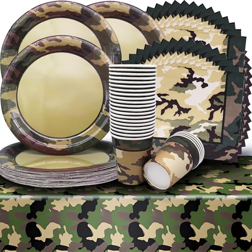 24 Gäste Camouflage Partygeschirr Set, 9"Φ-Essteller,Armee Geburtstagsthema, Warrior Party Tischdekoration, Camping Outdoor Party Geschirr 24 Gäste Camouflage Partygeschirr Set, 9"Φ-Essteller,Armee Geburtstagsthema, Warrior Party Tischdekoration, Camping Outdoor Party Geschirr von Shamoparty