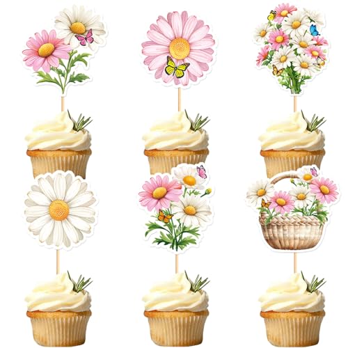 24Stk Wildblumen Kuchen Dekoration, Wildblumen Geburtstag Kuchen Dekoration, Chrysanthemum Party Dekoration Artikeln, Blumen Thema, Braut Hochzeit Baby Dusche, Blumen Cupcake, Kinderparty Artikeln von Shamoparty