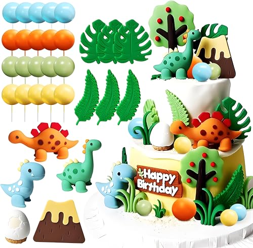37Stk Tortendeko Dino, Dschungel Kuchen Dekorationen, Cupcake Topper, Dinosaurier Alles Gute zum Geburtstag Cake Topper für Babyparty DinosaurierThema Zubehör 37Stk Tortendeko Dino, Dschungel Kuchen Dekorationen, Cupcake Topper, Dinosaurier Alles Gute zum Geburtstag Cake Topper für Babyparty DinosaurierThema Zubehör von Shamoparty