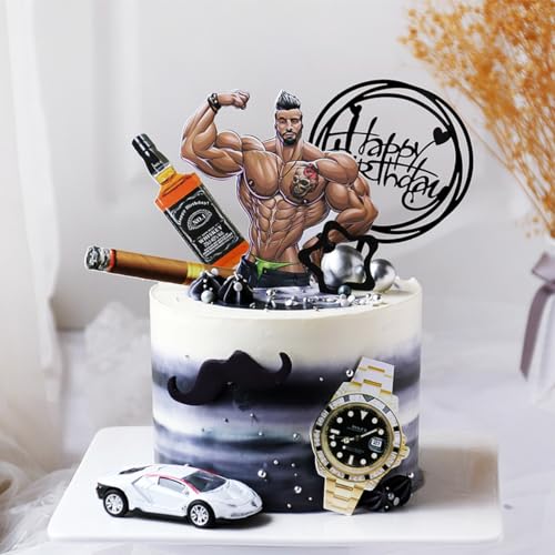 6-Teiliges Set Tortendeko Geburtstag, Einfache und Attraktive Modelle,Torten Deko Männer,Happy Birthday Tortendeko,Cake Topper von Shamoparty