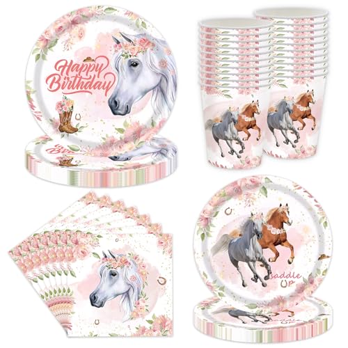 60Stk Rosa Pferd Geburtstag Partygeschirr Set,Pferd Geburtstag Party Dekoration Zubehör, Pferd Themed Party Dekorationen, umfasst Teller Tassen Papier Servietten Tischdecken für 20 Gäste 60Stk Rosa Pferd Geburtstag Partygeschirr Set,Pferd Geburtstag Party Dekoration Zubehör, Pferd Themed Party Dekorationen, umfasst Teller Tassen Papier Servietten Tischdecken für 20 Gäste von Shamoparty