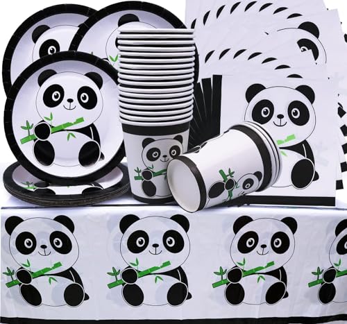 61Stk Panda Party Geschirr,Panda Geburtstag Dekoration,Panda Teller,Panda Tassen,Panda Servietten,Panda Tischdecke,für Jungen Mädchen Panda Thema Geburtstagsfeier 61Stk Panda Party Geschirr,Panda Geburtstag Dekoration,Panda Teller,Panda Tassen,Panda Servietten,Panda Tischdecke,für Jungen Mädchen Panda Thema Geburtstagsfeier von Shamoparty