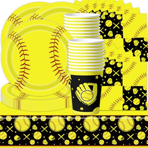 61Stk Sport Party Geschirr Set, Softball Party Dekorationen, Softball Partygeschirr, Kindergeburtstag Partyteller Tassen Seidenpapier Servietten Tischdecken für 20 Personen 61Stk Sport Party Geschirr Set, Softball Party Dekorationen, Softball Partygeschirr, Kindergeburtstag Partyteller Tassen Seidenpapier Servietten Tischdecken für 20 Personen von Shamoparty