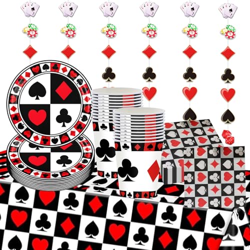 67 Stück Poker Geburtstagsdekorationen - Poker Teller, Servietten, Tassen, Tischdecken und Hängende Dekorationen für 20 Gäste Poker Casino Night Party Zubehör 67 Stück Poker Geburtstagsdekorationen - Poker Teller, Servietten, Tassen, Tischdecken und Hängende Dekorationen für 20 Gäste Poker Casino Night Party Zubehör von Shamoparty