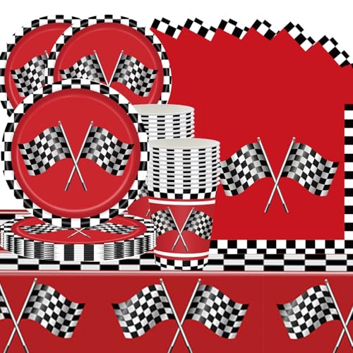73 Stück Rennwagen-Geburtstagspartygeschirr, Rennwagen-Partygeschirr mit Flaggen-Papiertellern, Bechern, Servietten, Tischtüchern, geeignet für eine Rennwagen-Mottoparty für 24 Personen 73 Stück Rennwagen-Geburtstagspartygeschirr, Rennwagen-Partygeschirr mit Flaggen-Papiertellern, Bechern, Servietten, Tischtüchern, geeignet für eine Rennwagen-Mottoparty für 24 Personen von Shamoparty