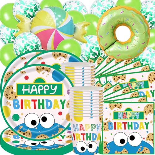 78Stk Kekse Party Geschirr Set, Kinder Cartoon Geburtstag Party Dekoration liefert, Aquarell Geschirr umfasst Teller Tassen Tissue Papier Servietten Tischdecke für 20 Personen von Shamoparty