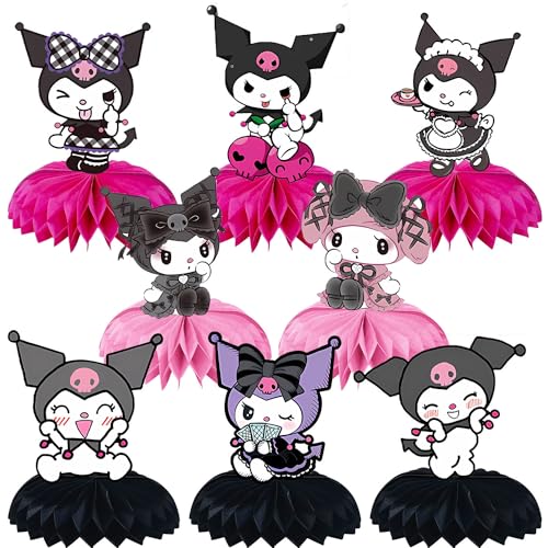 8Stk Lila schwarz Party Waben Mittelstücke für Tischdekoration, Hübsch Partyzubehör Kuromi Mittelstücke Tischaufsätze für Kinder Mädchen Thema Geburtstag Party Dekoration von Shamoparty