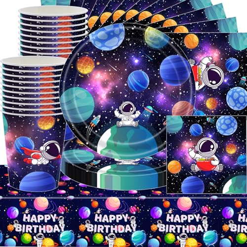 Astronaut Party Geschirr Set, 61Stk Raum Thema Party Dekoration, Astronaut Teller Papier Handtücher Tasse Tischdeck, Junge Mädchen Geburtstag Dekoration, Raum Planet Rakete Astronaut Party Geschirr Set, 61Stk Raum Thema Party Dekoration, Astronaut Teller Papier Handtücher Tasse Tischdeck, Junge Mädchen Geburtstag Dekoration, Raum Planet Rakete von Shamoparty
