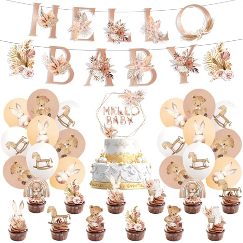 Blumendekorationen für die Babyparty, Dekorationen für Kindergeburtstage, wie z.B. Banner zum Aufziehen, Tortenaufleger und Cupcake-Dekorationen, Luftballons zum Thema Babyparty Blumendekorationen für die Babyparty, Dekorationen für Kindergeburtstage, wie z.B. Banner zum Aufziehen, Tortenaufleger und Cupcake-Dekorationen, Luftballons zum Thema Babyparty von Shamoparty