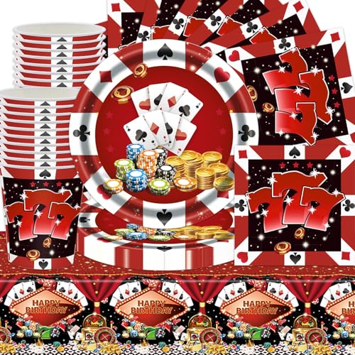 Casino Geburtstag Party Geschirr Sets, Poker Party Dekorationen Zubehör, Poker Themen, Casino Pappteller Tissue Papier Tassen Tischdecken, Poker Spiel Nights Casino Geburtstag Party Geschirr Sets, Poker Party Dekorationen Zubehör, Poker Themen, Casino Pappteller Tissue Papier Tassen Tischdecken, Poker Spiel Nights von Shamoparty