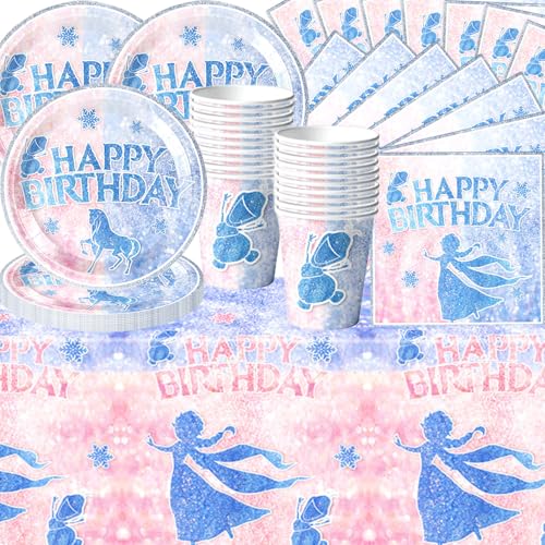Eis und Schnee Thema Partygeschirr, Prinzessin Kindergeburtstag, Mädchen Thema Geburtstagsparty, umfasst Pappteller, Servietten, Tassen und Tischdecken, geeignet für eine 20 Personen Geburtstagsparty Eis und Schnee Thema Partygeschirr, Prinzessin Kindergeburtstag, Mädchen Thema Geburtstagsparty, umfasst Pappteller, Servietten, Tassen und Tischdecken, geeignet für eine 20 Personen Geburtstagsparty von Shamoparty