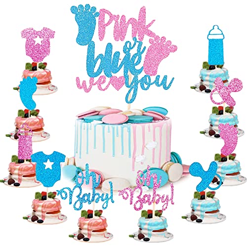 Gender Reveal Party Dekoration 1 Big ‘He or She’ und 10 Stück Boy Or Girl Cupcake Toppers Baby Shower Party Cake Decorations für Hochzeit Ankündigung Einer Schwangerschaft Gender von Shamoparty