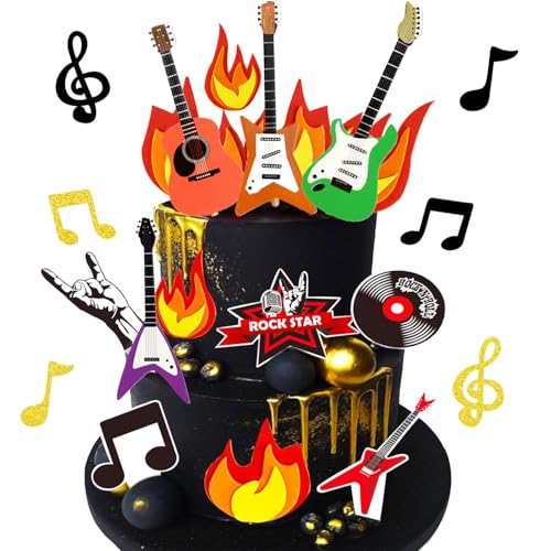 Gitarre Kuchen Topper Musik Note Geburtstag Kuchen Topper Disco Ball Rock and Roll Kuchen Cupcake Dekoration für Rockstar Musiker Bassgitarre 80er Jahre Retro Themed Party Supplies Gitarre Kuchen Topper Musik Note Geburtstag Kuchen Topper Disco Ball Rock and Roll Kuchen Cupcake Dekoration für Rockstar Musiker Bassgitarre 80er Jahre Retro Themed Party Supplies von Shamoparty