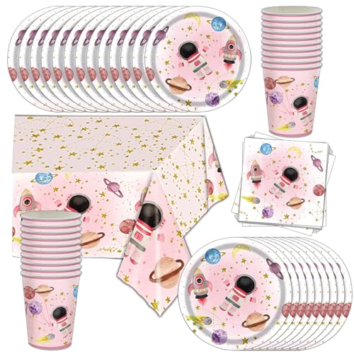 Rosa Mädchen Weltraum Party Deko-Space Galaxy Partygeschirr Set, Enthält Teller, Servietten, Tassen, Tischdecke, Weltraum Deko für kindergeburtstag Planeten 20 Gäste Rosa Mädchen Weltraum Party Deko-Space Galaxy Partygeschirr Set, Enthält Teller, Servietten, Tassen, Tischdecke, Weltraum Deko für kindergeburtstag Planeten 20 Gäste von Shamoparty