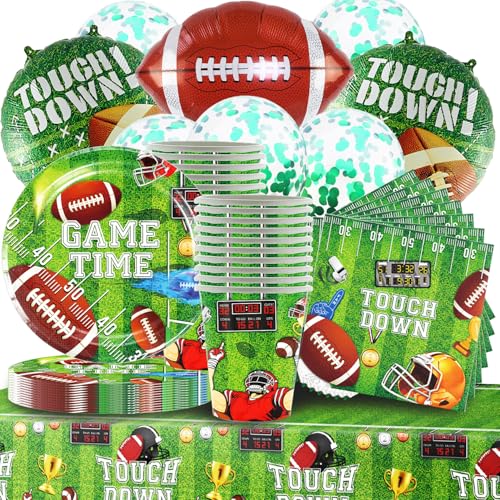 Shamoparty Rugby Partygeschirr Teller Becher Servietten Tischdecke, Rugby-förmige Folienballons Grüne Konfetti-Ballons Geburtstag Football Partygeschirr,Sport-Themen Party Deko Shamoparty Rugby Partygeschirr Teller Becher Servietten Tischdecke, Rugby-förmige Folienballons Grüne Konfetti-Ballons Geburtstag Football Partygeschirr,Sport-Themen Party Deko von Shamoparty