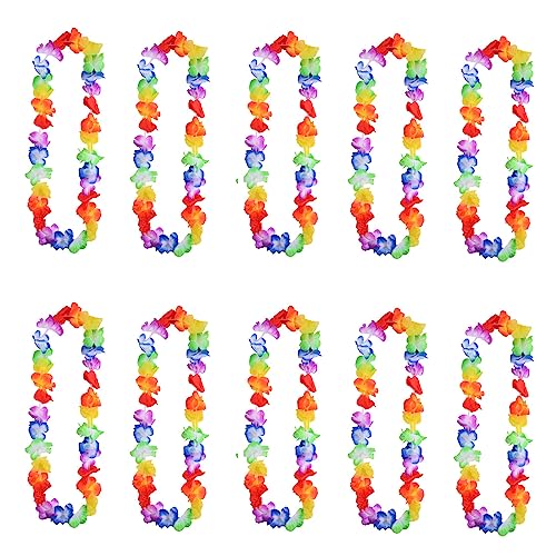 Hawaiianische Girlanden,10 PCS Hawaiianische Leis Girlande Hawaii Kette Blumen Halskette Bunte Seidenblumen Halsketten Tropische Hawaii Blumenkette Luau Blume für Strand Thema Party Dekorationen von ShanBye