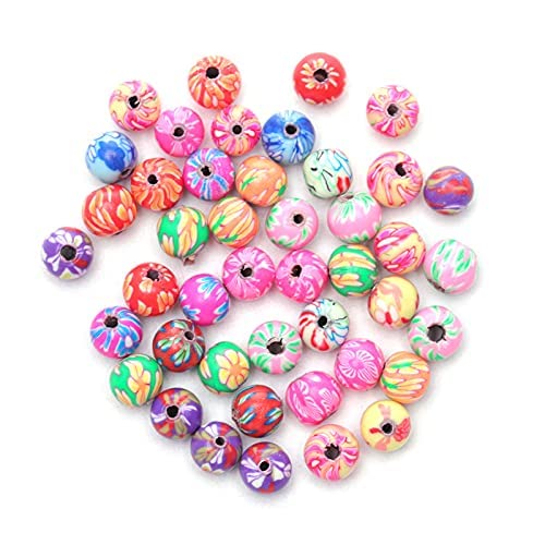 Perlen Zum Auffädeln,100 PCS Kugel Blumen Runde Perlen Zum Auffädeln Mix Mehrfarbig Kugeln Floral Perlen Beads Für Armband Halskette Schmuckherstellung DIY Schmuck Herstellung Charms von ShanBye