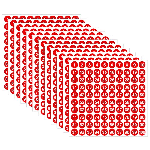Zahlen Aufkleber,25 Blatt 1-100 Klein Runde Selbstklebend Sticker Anzahl Tischnummern Etiketten Inventar Lagerung Organisation Aufkleber,Durchmesser von ShanBye
