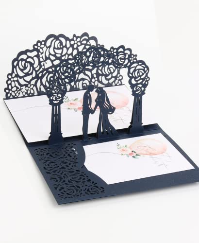 Pop Up Hochzeitskarte mit Brautpaar, Hochzeitskarte 3D Lustig, Hochzeitseinladungen, Geschenkkarte als Glückwunsch zur Hochzeit, Blau von Shano doggi