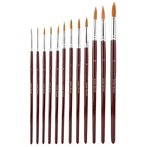 Aquarell-Pinsel, Aquarell Pinsel Set, 12 Teile/satz Professionelle Nylonhaar Runde Spitze Pinsel Gouache Pinsel Kunst Zeichnung für Schulbüro Studenten Künstlerbedarf(#1) von Shanrya
