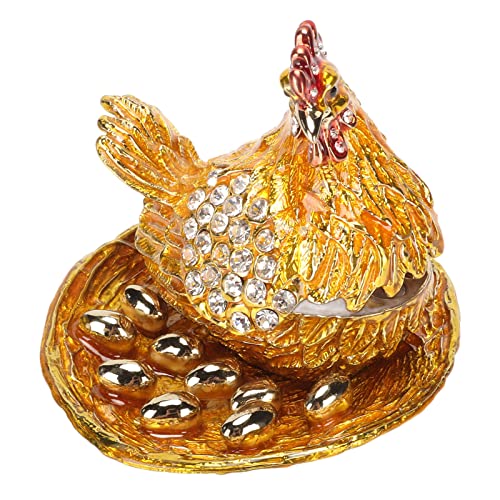 Shanrya Henne Figur Schmuckschatullen, Legierung Kleine Goldene Schmuckschatulle für Zuhause von Shanrya