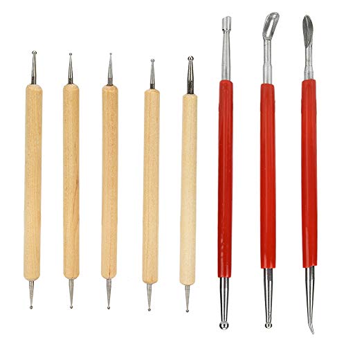 Shanrya Lederhandwerk, Holzgriff Lederhandwerkswerkzeug, handgemachtes Lederhandwerk, das Stylus-Werkzeug schnitzt, Edelstahl-Lederhandwerkslöffel zum Formen von Wachsleder von Shanrya