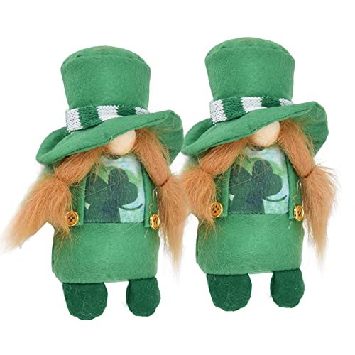 St. Patrick's Day Dekoration, grüner Hut Zwerge Plüschpuppe 2 Stück handgefertigtes gesichtsloses von Shanrya