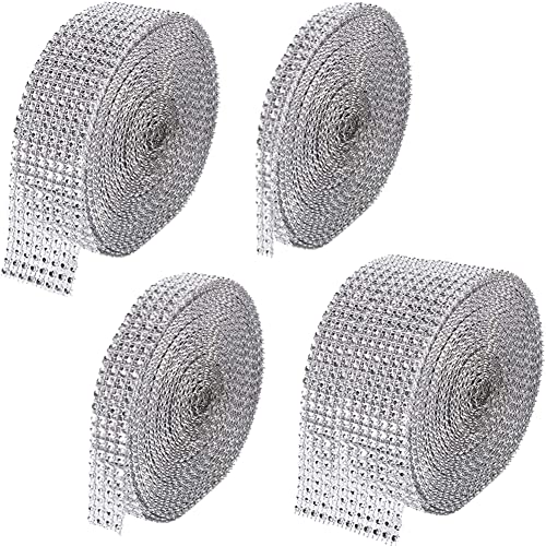 4 Strassband, Acryl Strass Diamantband, Kristall Strass, Diamant Band, Ist Ideal FÜR Brautstrauß Fotorahmen, DIY Dekoration Aufkleber, DIY Kunsthandwerk(Silber, 2/4/8/12 Row, 4 Yard) von Shao hua