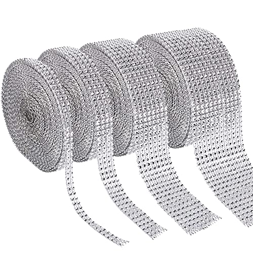 4 Strassband, Acryl Strass Diamantband, Kristall Strass, Diamant Band, Ist Ideal FÜR Brautstrauß Fotorahmen, DIY Dekoration, DIY Kunsthandwerk (Silber, 1/2/4/6 cm, Je 1 Yard) von Shao hua