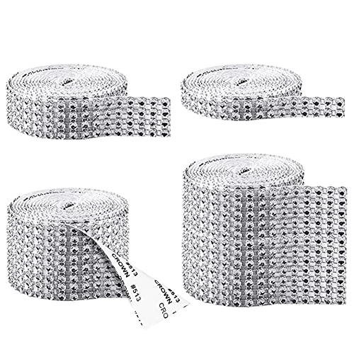 Shao hua Selbstklebende Kristall Strass, Acryl Strass Diamant Band, Für Brautstrauß Fotorahmen, DIY Dekoration Aufkleber mit Kunsthandwerk(2/4/8/12 Row, Je 1 Yard), Crystal Sticker Set von Shao hua