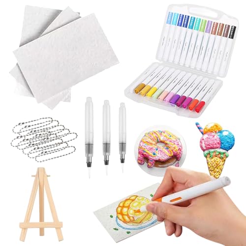 Magic Puffy Paint,Foam Texture Painting Paper,Ultimatives Magisches Textur-Malset,3D Zeichnen Leinwand Schwamm mit 12 Farben Stifte,Schaumstoff-Textur-Malpapier für Kinder DIY (A) von Shaohan