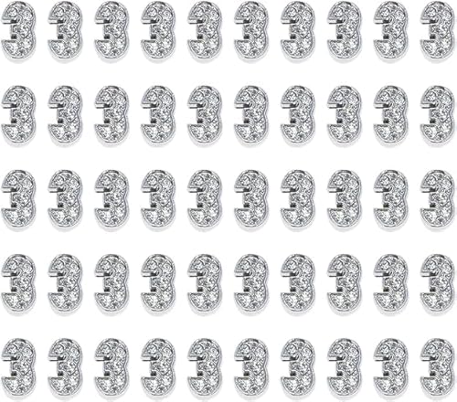 Shapenty 10 mm große silberfarbene Strass-Zahlen-Charms für Bastelarbeiten, Armbänder, Halsketten, Anhänger, Schlüsselanhänger, Haarspange, Schmuckherstellung, Dekoration (Nummer 3) von Shapenty