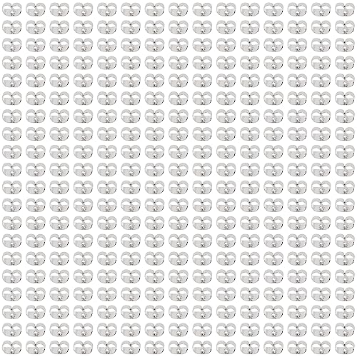 Shapenty 300 Stück/150 Paar kleine Edelstahl-Ohrmuttern, Schmetterlingskupplungen, Ohrring-Verschlüsse, Ersatz-Verschlüsse, Ohrringrückseite, Schmuckherstellung, 3,7 x 5 mm, Silber) von Shapenty