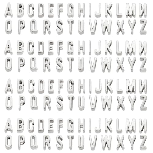 Shapenty Buchstaben-Anhänger aus Metalllegierung, A-Z, kleine Abstandshalter-Perlen für Bastelarbeiten, Armbänder, Halsketten, Schlüsselanhänger, Schmuckherstellung, 4 Stück von jedem Buchstaben, 104 Shapenty Buchstaben-Anhänger aus Metalllegierung, A-Z, kleine Abstandshalter-Perlen für Bastelarbeiten, Armbänder, Halsketten, Schlüsselanhänger, Schmuckherstellung, 4 Stück von jedem Buchstaben, 104 von Shapenty
