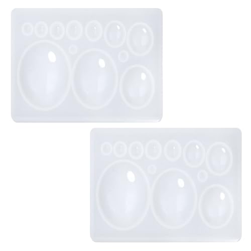Shapenty Cabochon-Edelstein-Silikon-Formen mit 12 Mulden, oval, Epoxidharz, für Ohrringe, Anhänger, Schlüsselanhänger, Halsketten, Schmuckherstellung, Bastelprojekte (2) von Shapenty