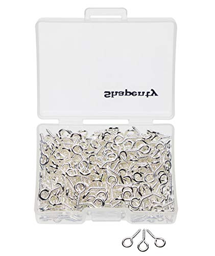 Shapenty 300PCS Mini Metal Hoop Peg Screw Eye Pin Hook for Arts & Crafts Projects, Cork Top Bottles, DIY Jewelry Making Findings, Charm Bead, 104.5mm (Bright Silver) Shapenty 300PCS Mini Metal Hoop Peg Screw Eye Pin Hook for Arts & Crafts Projects, Cork Top Bottles, DIY Jewelry Making Findings, Charm Bead, 104.5mm (Bright Silver) von Shapenty
