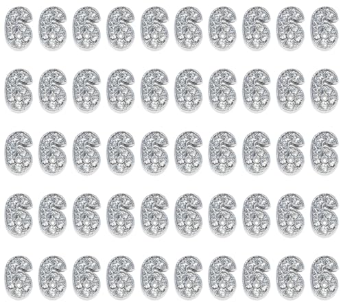 Shapenty Silberfarbene Strass-Zahlen-Abstandshalter für Bastelarbeiten, Armbänder, Halsketten, Anhänger, Schlüsselanhänger, Haarspangen, Schmuckherstellung, Dekoration, 50 Stück (6, 8 mm) von Shapenty