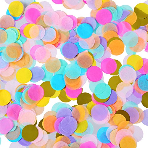 1 Zoll Mehrfarbige Runde Tissue Confetti Konfetti für Hochzeit Geburtstagsfeier Dekoration, 6000 Stück von Shappy