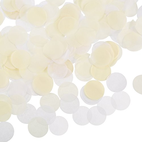 1 Zoll Weiß Elfenbein Runde Tissue Confetti für Hochzeitsfeiern, 6000 Stück von Shappy