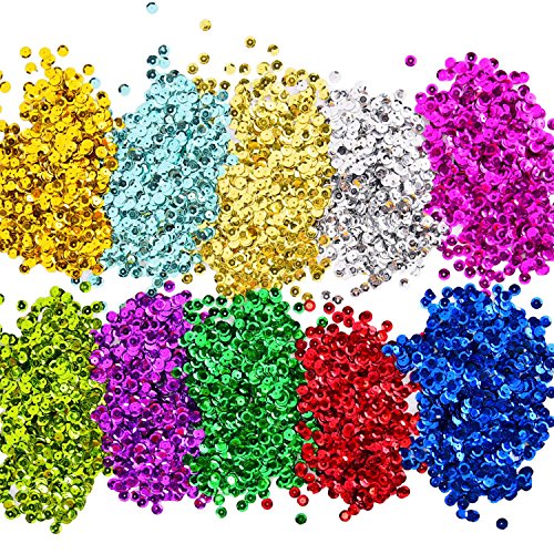 Lose Pailletten Bulk Cup Sequin Iridescent Flitter für DIY Kunsthandwerk Herstellung, 10 Farben, 6 mm, 100 Gramm von Shappy